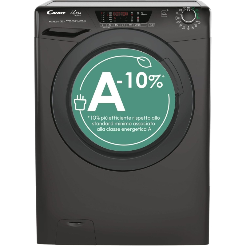 Lavatrice Candy HES12104TWMBB6-S 10kg 1200 Giri Wifi Colore Nero Classe A