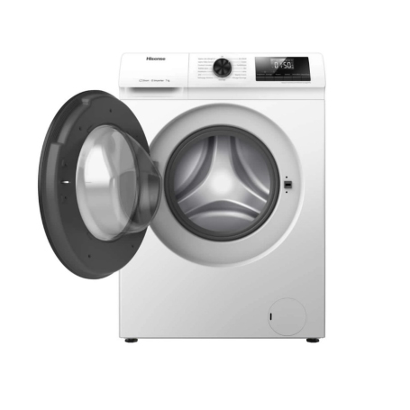 Lavatrice Slim Hisense WFQP701219VM con oblò aperto