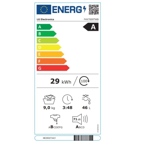 Etichetta energetica della lavatrice LG F4X7009TWB