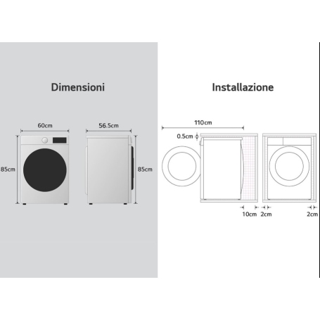 schema misure lavatrice LG F4X7009TWB