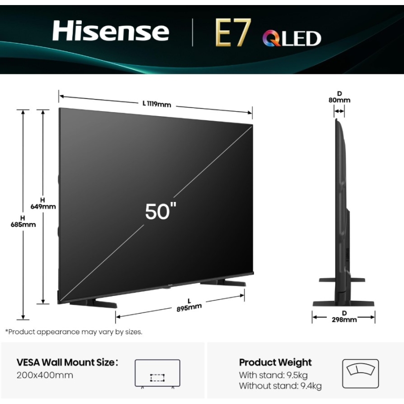 HISENSE 50E79Q TV QLED 50'' UHD 4K SMART TV