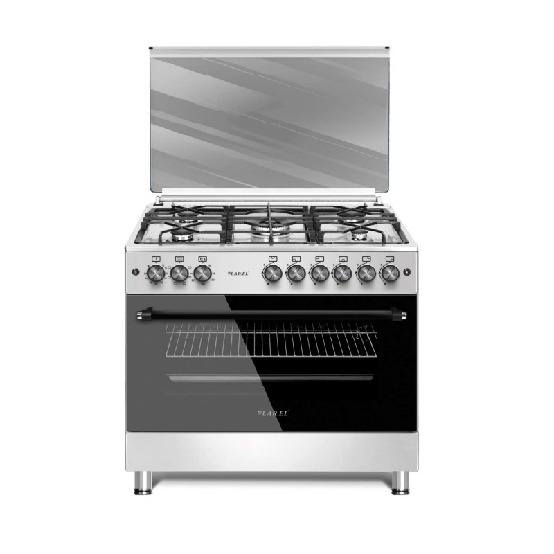 LAREL L90EX CUCINA A GAS 90x60 5 FUOCHI FORNO ELETTRICO VENTILATO - INOX
