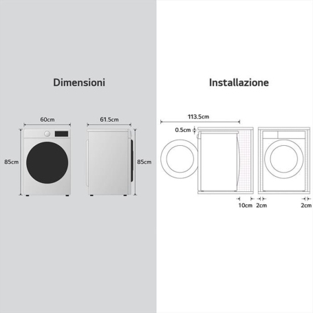dimensioni Lavatrice 13Kg LG F4X7013TBB