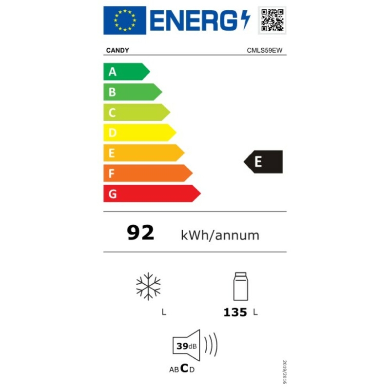 etichetta energetica Frigorifero monoporta da incasso candy CMLS59EW