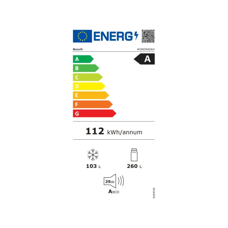 etichetta energetica Frigorifero combinato Bosch KGN39AIAU