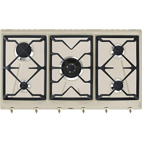 SMEG SRV896AVOGH2 PIANO COTTURA DA 90CM 5 FUOCHI GRIGLIE IN GHISA COLORE AVENA - PROMO
