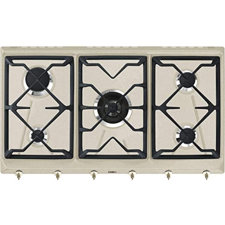 SMEG SRV896AVOGH2 PIANO COTTURA DA 90CM 5 FUOCHI GRIGLIE IN GHISA COLORE AVENA - PROMO