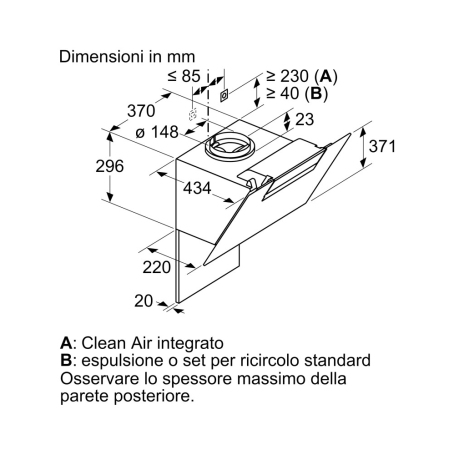 SIEMENS Cappa a Parete 80cm LC87KEM60 Wifi Colore Nero