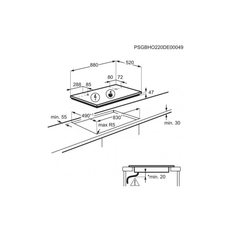 schema incasso Piano cottura a Induzione aeg HF704193NB