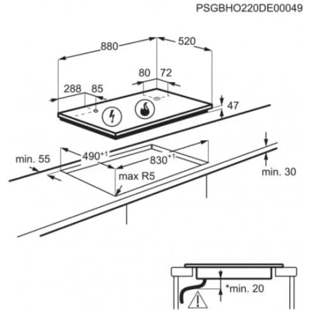 schema incasso Piano cottura a Induzione aeg HF704193NB