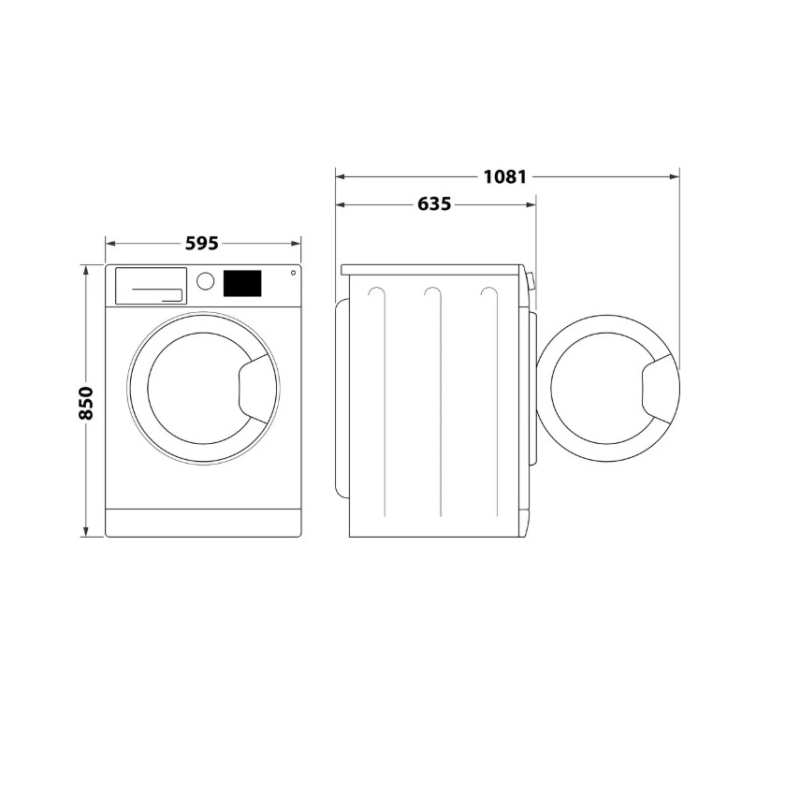 dimensioni della lavatrice Whirlpool FFB 108 SILVER IT