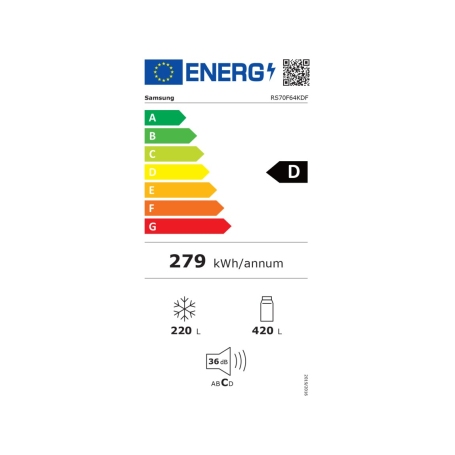 etichetta energetica del Frigorifero Side by Side Samsung RS70F64KDF/EF