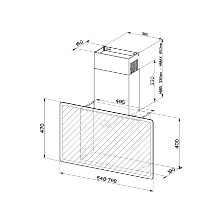 FABER GLAM FIT 55 WH CAPPA A PARETE 55CM BIANCA - 330.0528.301