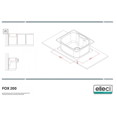 Elleci Lavello Monovasca Fox 200 LGF20051 58x50Cm in Granitek Avena