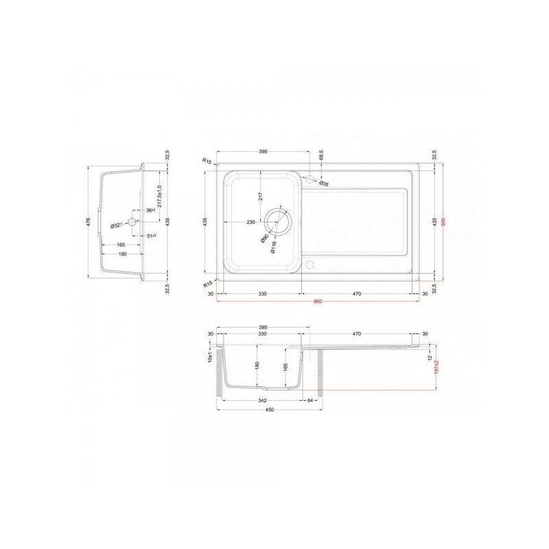 ELLECI LM240073 LIFE 400 LAVELLO 86X50 1 VASCA...