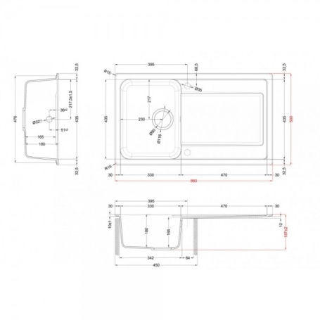 ELLECI LM240079 LIFE 400 LAVELLO 86X50 1 VASCA + GOCCIOLATOIO REVERSIBILE IN GRANITEK NUVOLA