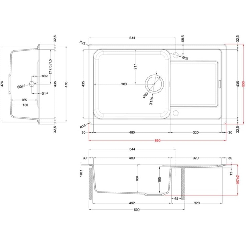 ELLECI LIFE 410 LG241048 LAVELLO 86X50 1 VASCA...