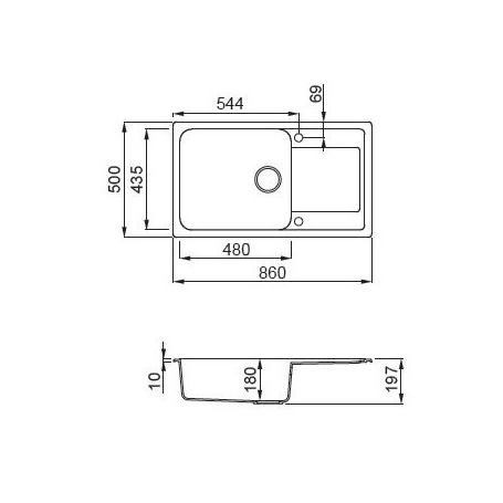 ELLECI LG241062 LAVELLO 86X50 1 VASCA CON GOCCIOLATOIO REVERSIBILE GRANITEK BIANCO ANTICO