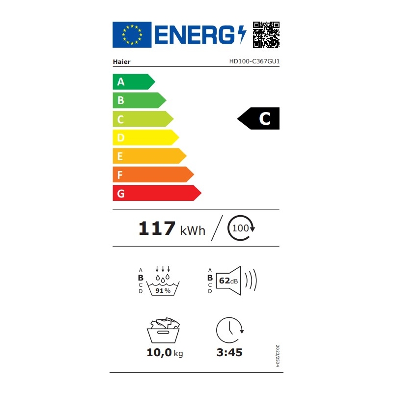etichetta energetica Asciugatrice Haier HD100-C367GU1-IT