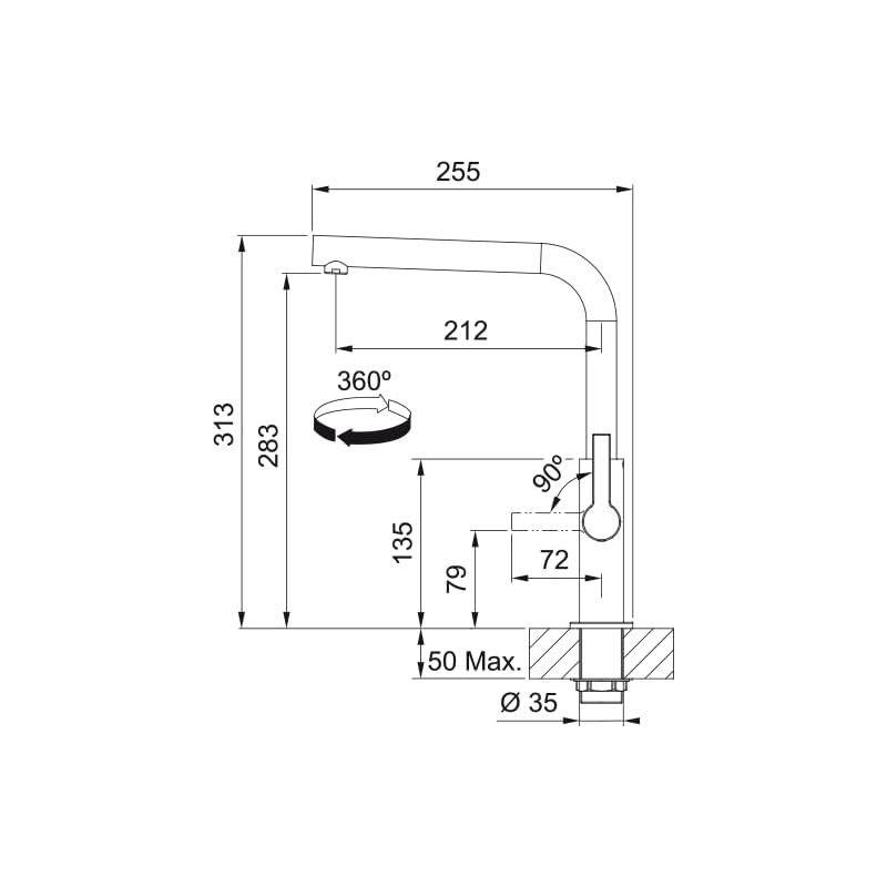 Franke MARIS SLIM L Miscelatore Canna Girevole...
