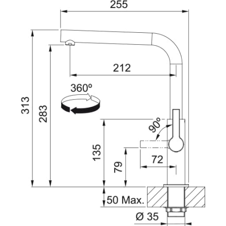 Franke MARIS SLIM L Miscelatore Canna Girevole Cromato - 115.0728.390