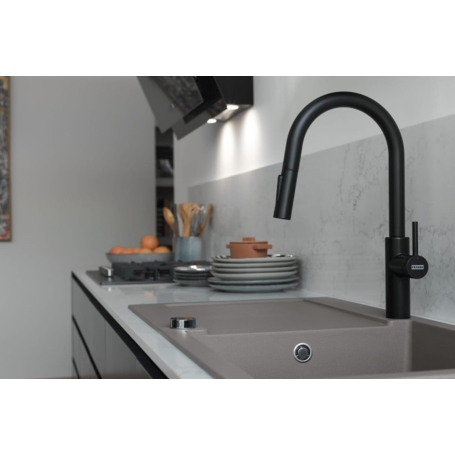 Franke Pescare Slide Miscelatore con Doccetta Estraibile Doppiogetto Nero Matt -115.0575.968