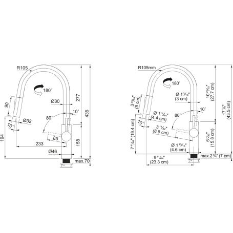 Franke Pescare Slide Miscelatore con Doccetta Estraibile Doppiogetto Nero Matt -115.0575.968
