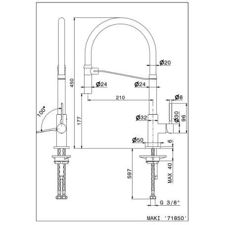 NEWFORM 71850.57.064  MAKI MISCELATORE METAL/NERO OPACO