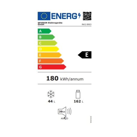 SEVERIN RKG 8903 FRIGORIFERO DOPPIA PORTA RETRO' 208LT CLASSE E CERNIERA A SINISTRA - CREMA
