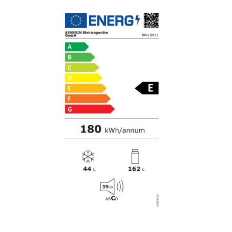 SEVERIN RKG 8911 FRIGORIFERO DOPPIA PORTA LINEA RETRO' 208 LT CERNIERE A SINISTRA CLASSE E COLORE GIALLO