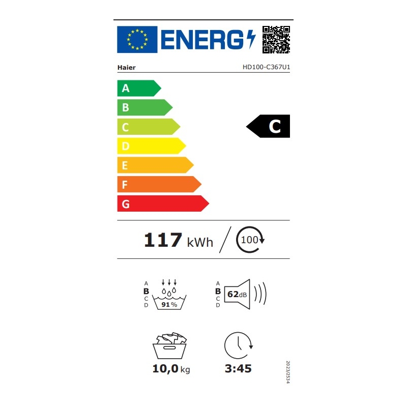 Haier Asciugatrice 10Kg HD100-C367U1 Pompa di...