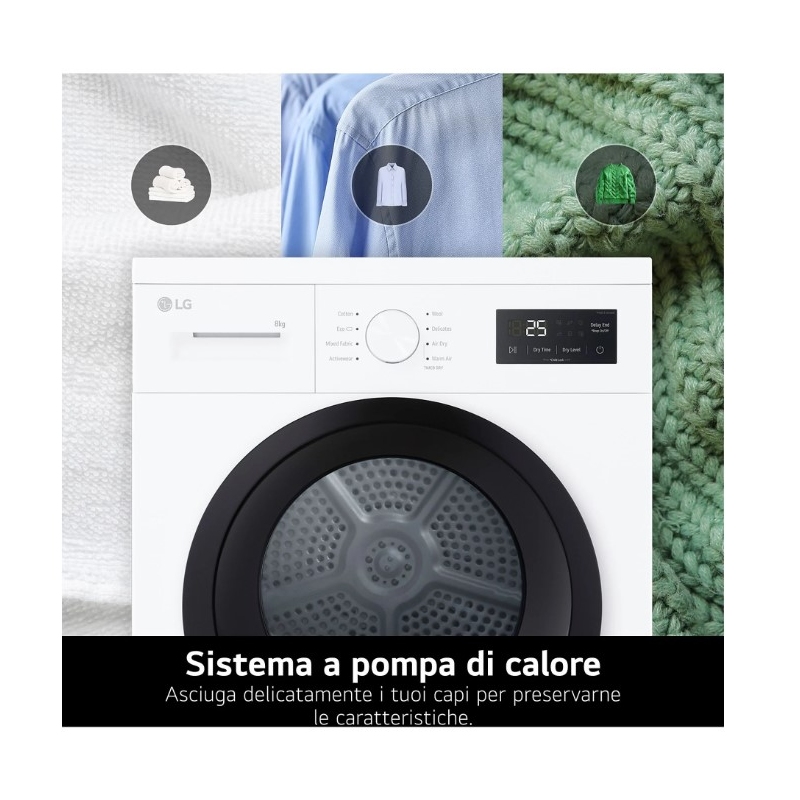 Lg RNA1008NWK Asciugatrice 8Kg, Pompa di...