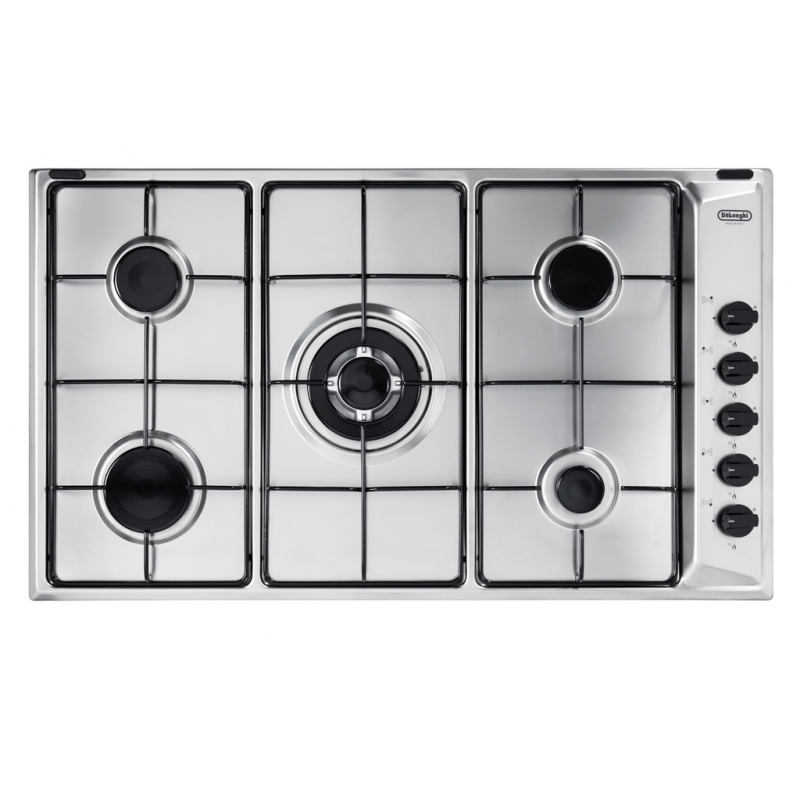 DE LONGHI YAL59DD PIANO COTTURA DA INCASSO 90CM 5 FUOCHI A GAS INOX - PROMO