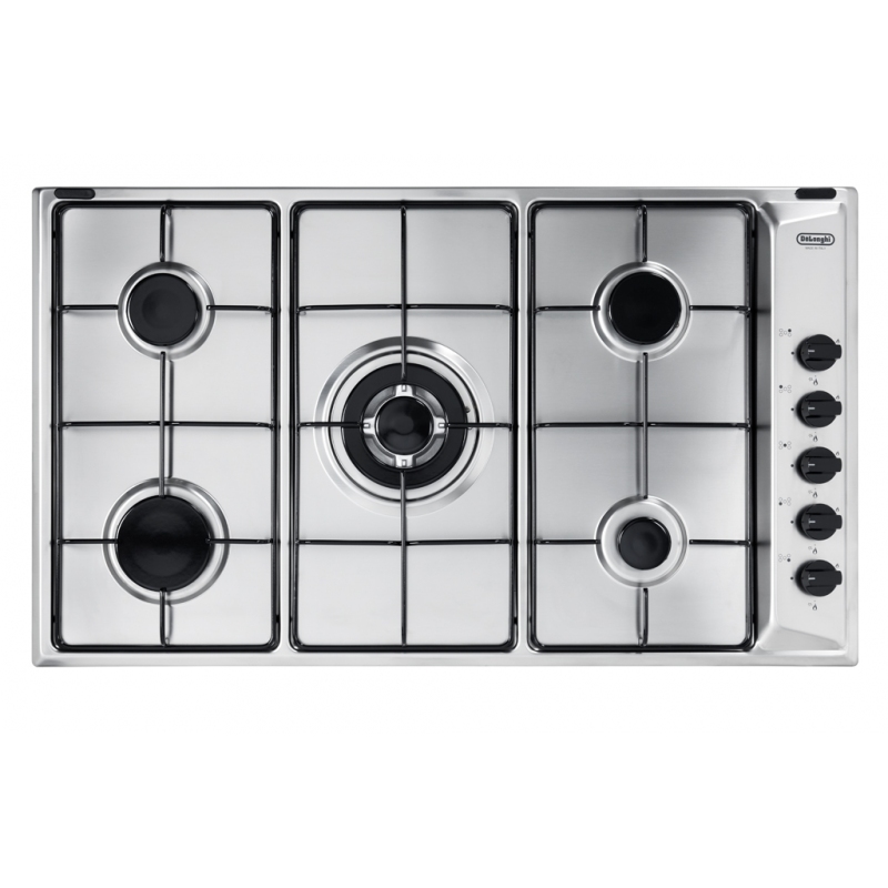 DE LONGHI YAL59DD PIANO COTTURA DA INCASSO 90CM 5 FUOCHI A GAS INOX