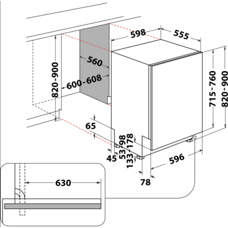WHIRLPOOL W7I HT58 T LAVASTOVIGLIE DA INCASSO A SCOMPARSA TOTALE 15 COPERTI CLASSE B - W7IHT58T