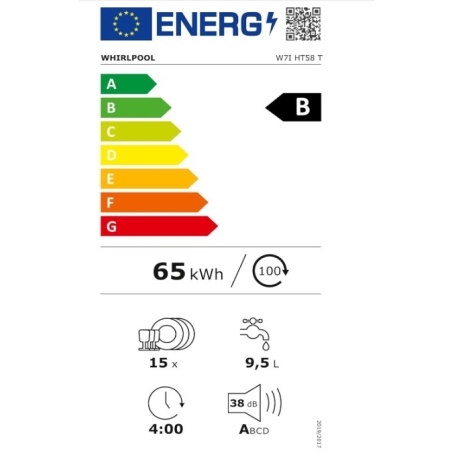 etichetta energetica della lavastoviglie WHIRLPOOL W7I HT58 T
