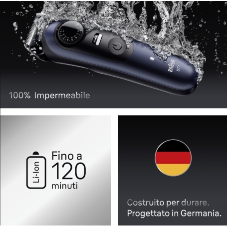 BRAUN BT7520 REGOLABARBA SERIES 7 RICARICABILE 40 LIVELLI DI TAGLIO