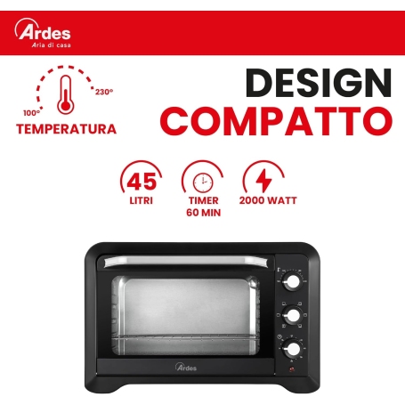 ARDES AR6245PB FORNETTO ELETTRICO VENTILATO 45 LT NERO