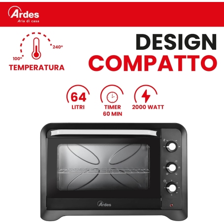 ARDES AR6264PB FORNETTO ELETTRICO VENTILATO 64 LT NERO