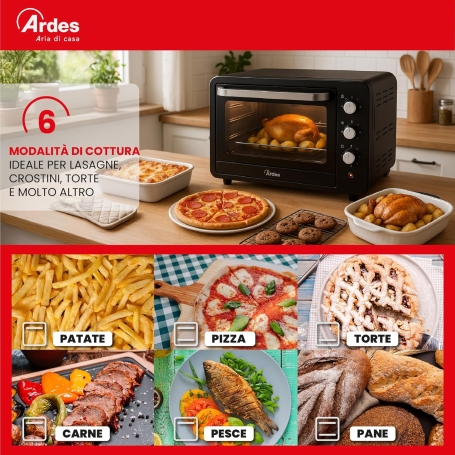 ARDES AR6264PB FORNETTO ELETTRICO VENTILATO 64 LT NERO