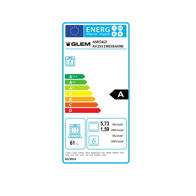 GLEM GAS AS854GI CUCINA A GAS 80x50 4 FUOCHI...