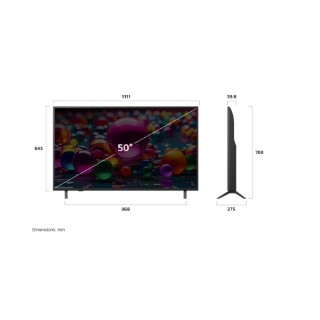 DIMENSIONI DELLA TV LED 50'' SMART TV LG 50UA75006LA