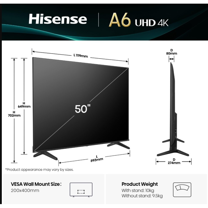 Hisense 50A69Q Smart TV 50" 4K Ultra HD Dolby...