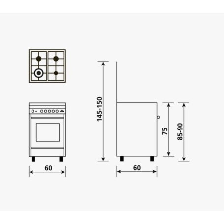 schema incasso della Cucina Glem Gas SA664VI