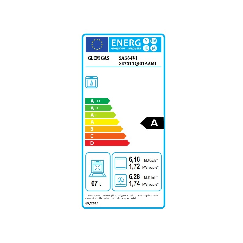 etichetta energetica della Cucina a Gas Glem Gas SA664VI