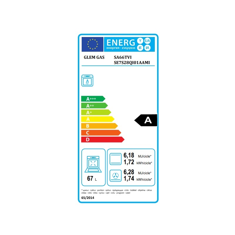etichetta energetica della cucina Glem Gas SA66TVI