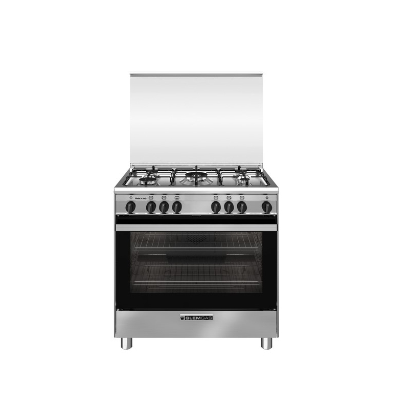 Cucina a Gas 80x60Cm 5 Fuochi, Forno a Gas , Colore Inox Glem Gas SA865VI