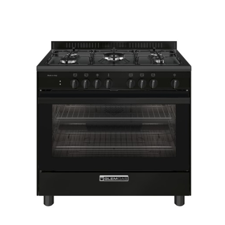 Cucina a Gas 90x60Cm 5 Fuochi, Forno Elettrico, Colore Nero, Glem Gas SA965MBK Cucina a Gas 90x60Cm 5 Fuochi, Forno Elettrico, Colore Nero, Glem Gas SA965MBK