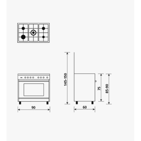 schema incasso della cucina Glem Gas SA965MBK schema incasso della cucina Glem Gas SA965MBK