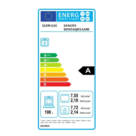 Glem Gas SA965VI Cucina a Gas 90x60Cm 5 Fuochi, Forno a Gas, Colore Inox